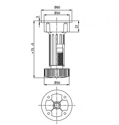 Nóżka meblowa dwuczęściowa H-100 mm