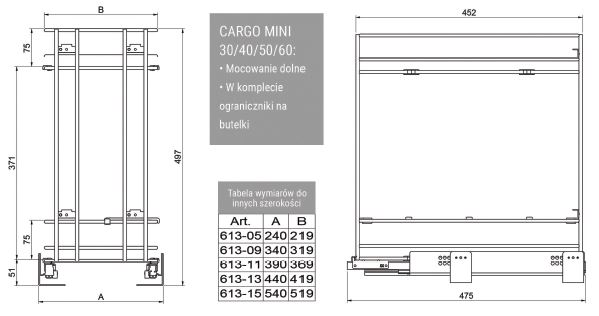 Kosz Cargo FGV Mini – Push to open, Chrom/Białe dno, 300 mm, Okrągły, FGV, 613005CBXB0K P2O